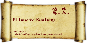 Miloszav Kaplony névjegykártya